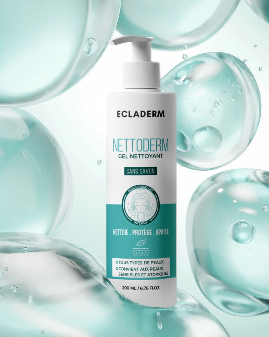 Design sans titre (25) Ecladerm Netto Derm Gel Nettoyant 200ml – Image 1