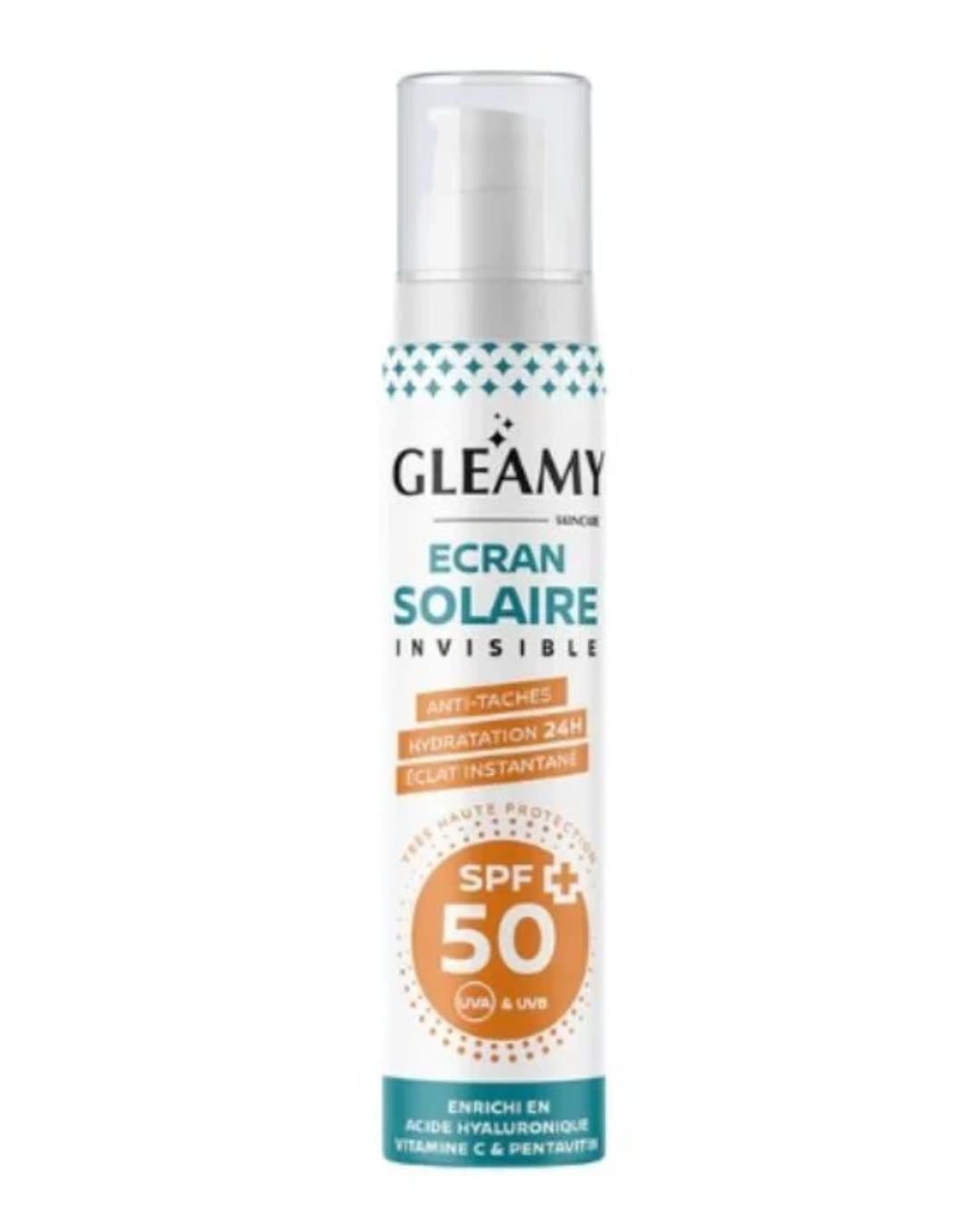 Design sans titre (46) GLEAMY ECRAN SOLAIRE INVISIBLE SPF50+ ANTI TACHES 50 ML – Image 1
